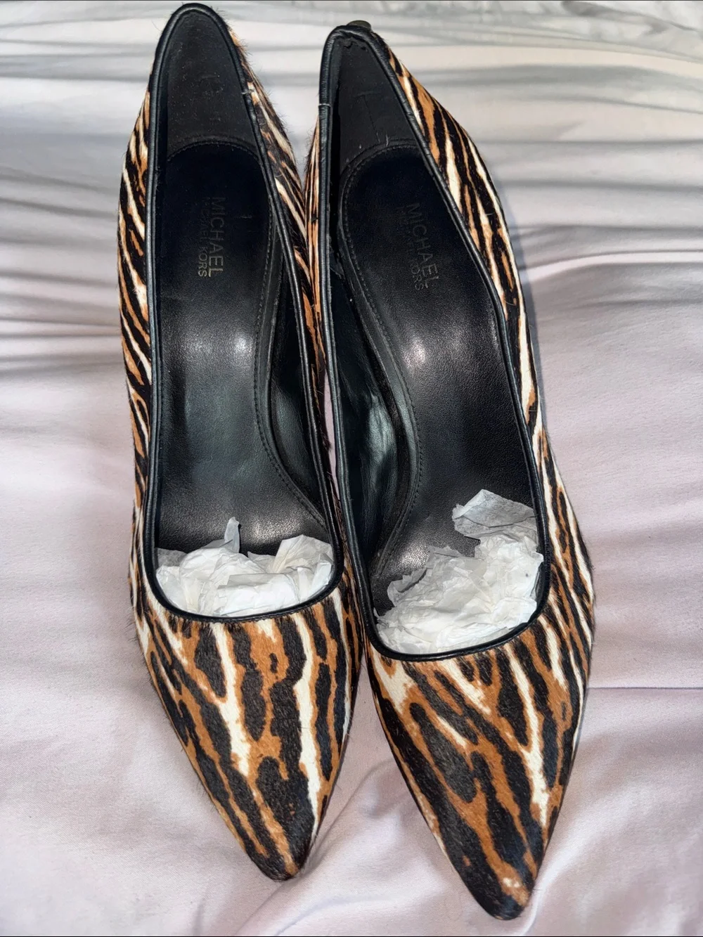 Michael Kors Calfhair Dorothy Pointed-Toe Animal Print Flex Pump Dark Camel